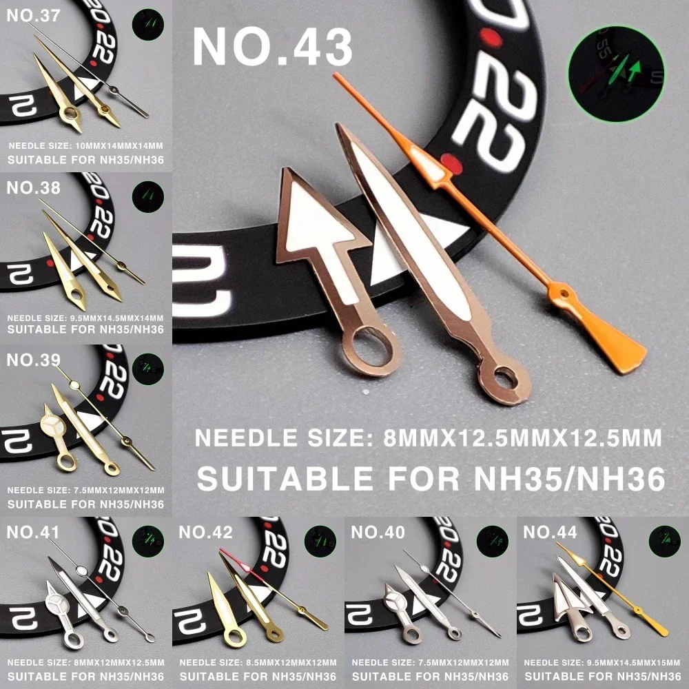 

NH35 Silver Gold Black Red Green Hands Lightning Second Watches Needles Fit NH35 4R35 NH36 4R36 Movement Replacement PartsSKX007