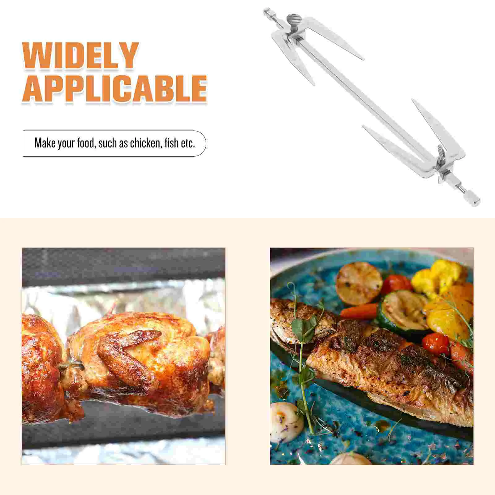 Rotisserie Spit Charcoal Grills Toaster Oven Accessories Electric Fryer Fork Fish Meat Grilled Stainless Steel Roast Chicken