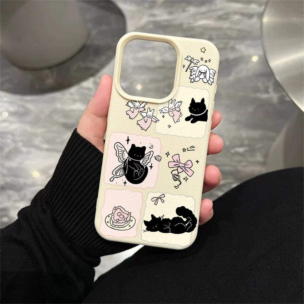 Angel White Rabbit Handyhülle für iPhone 17 16 15 14 13 12 Pro Max 16 15 14 Plus 17 16 15 14 13 Pro 17Air Silikon-Matt-Cover – Detail 5