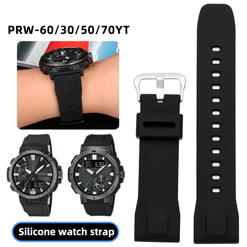 

Silicone watch strap for Casio PROTREK series PRW-60 5578/5480 PRW-70YT/50/30 sports Waterproof strap 23mm Men rubber watchband