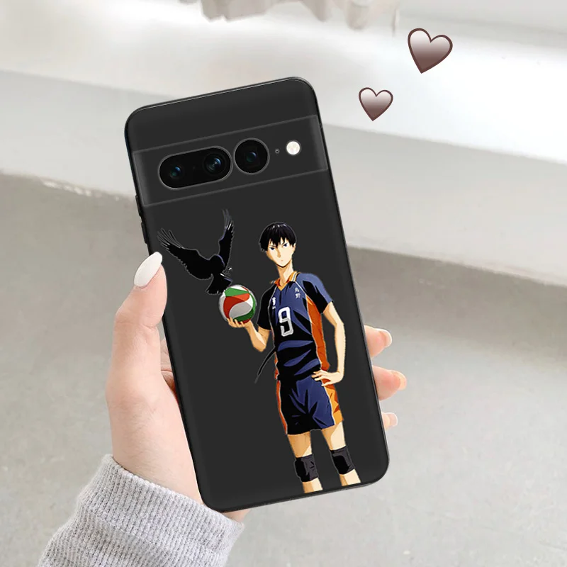 Black Matte Phone Case For Motorola Moto Edge 30 40 20 Pro G200 One Fusion Haikyuu Hinata Pixel 8a 7a 6a 7 8 6 Soft Cover