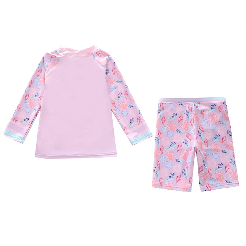 HappyFlute Two Piece Sets Long Sleeve Super Soft&Breathable Summer Sunscreen Mermaid Print Girls Vacation Swimsuit