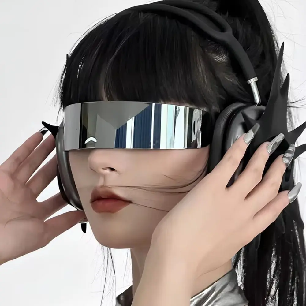 

Y2K Punk Futuristic Sunglasses Windproof One Piece Lens Wrap Future Warrior Rimless Sunglasses Lightweight Comfortable