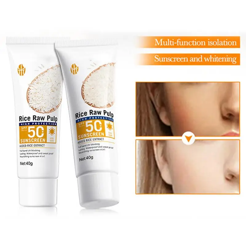 Crème solaire contre les probiotiques de riz Spf 50 +, haute protection solaire, hydratante pour la peau, gratitude solaire, protection UV, solaire