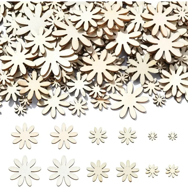 

Wooden Flowers Wood Cutout Flower Shape Unfinished Wooden Flower with Mixed Sizes for Christmas Wedding Party DIY