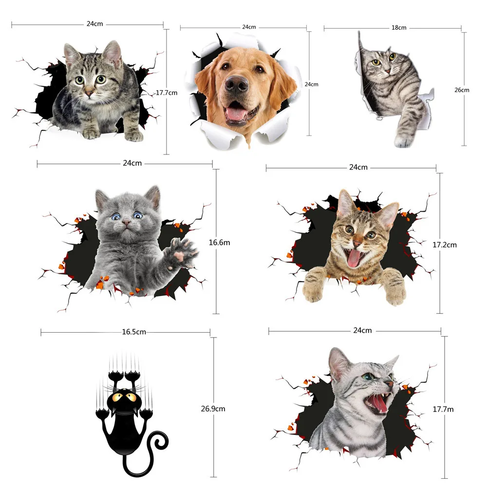 

3D Cat Wall Stickers Cute Animal Peeping Three-dimensional Mural Home Decoration Painting PVC Waterproof Sticker Decor
