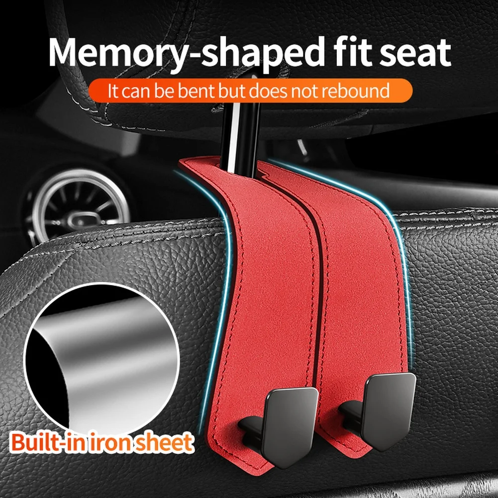 Double Hook Backrest Organizer For Travel For Daily Commute Suede Finish Microfiber Leather Backing Iron Sheet Reinforcement