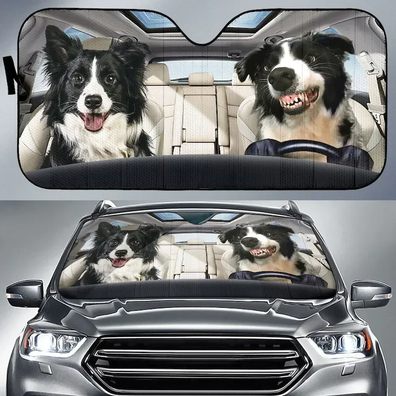 

Border Collie - Auto Sun Shade Customized Gift Windshield Sunshade, Car Accessories, Custom Sunshade, Auto Sun Shade