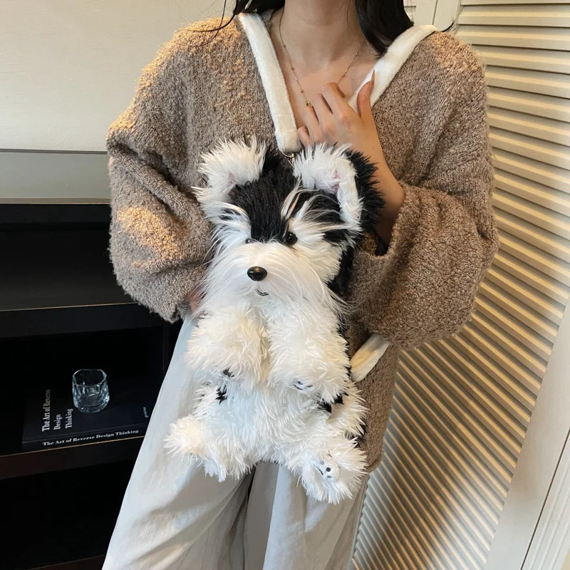 Schnauzer chien chat sac à dos Super doux à la mode décoration sac à bandoulière enfants dessin animé animaux poupées noël Halloween cadeau