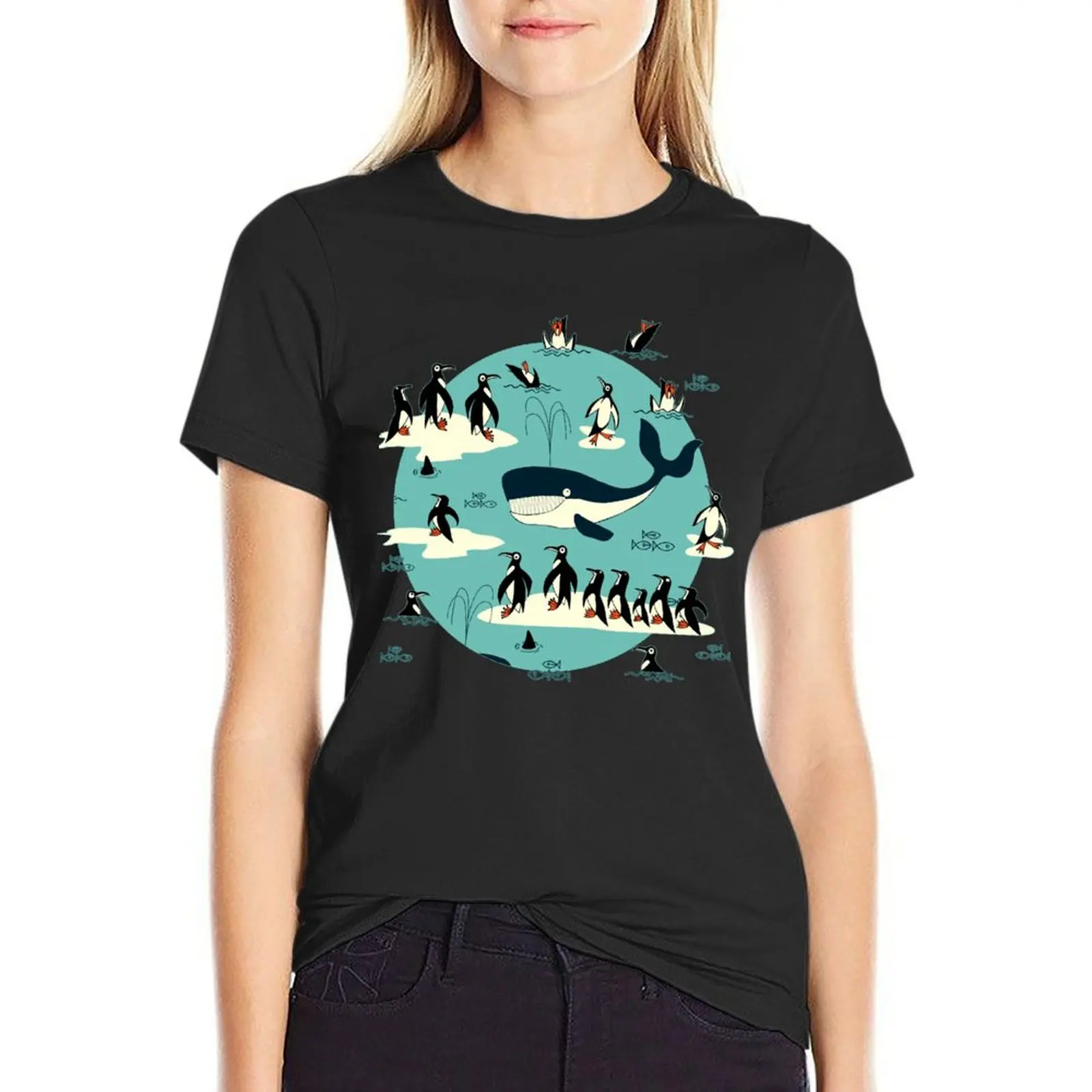 Whales, Penguins and other friends T-Shirt oversized graphics designer clothes Women luxury