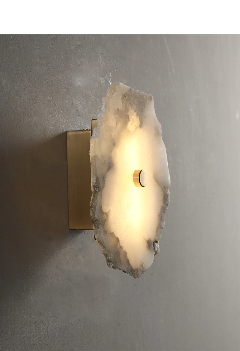 Natural Marble LED Wall Lamp Copper Novelty Lighting Sconce