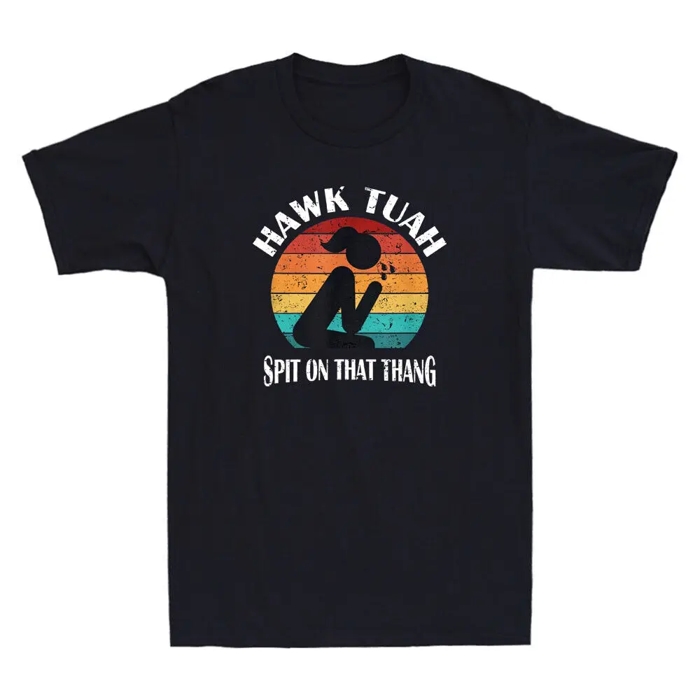 Hawk Tuah Spit On That Thang Funny Viral Girl Meme Retro Sunset Unisex T-Shirt