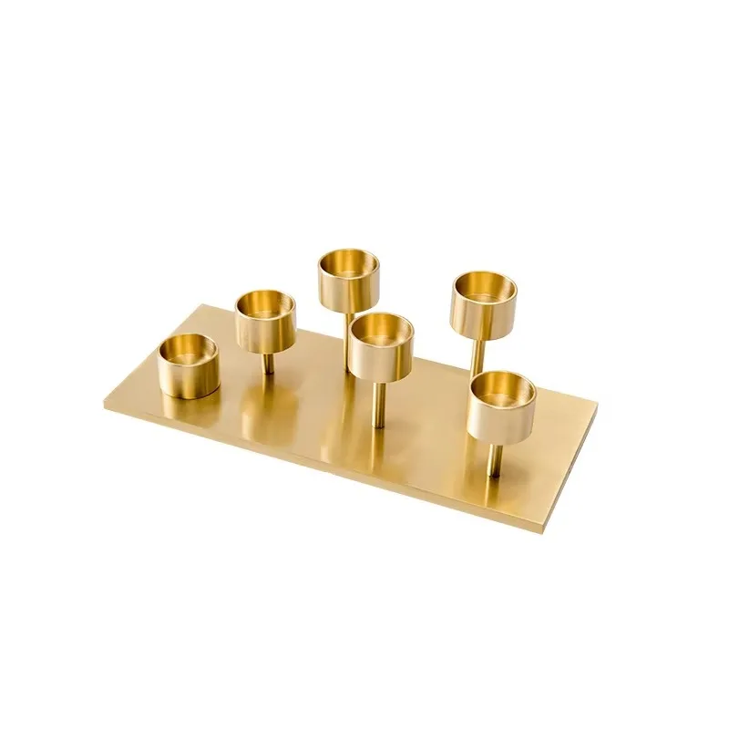 Luxurious solid brass circular candlestick stand set of 9 pieces, suitable for home and hotel Christmas decorations