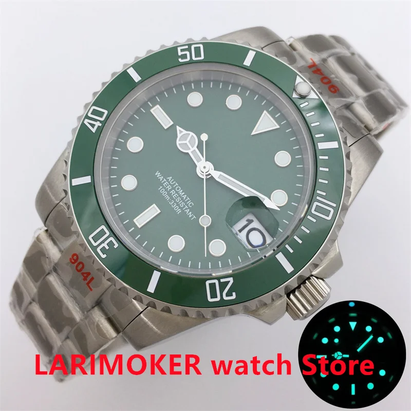 

BLIGER Green Dive Green dial luminous Luxury Men's Watch 24 Gems NH35A MIYOTA PT5000 Sapphire Crystal Date Brushed Oyster strap