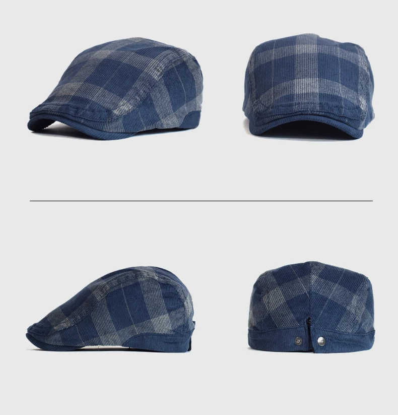 Neue Ankunft Männer Hüte Winter Vintage Plaid Dicken Baskenmütze Hut Cord Zeitungsjunge Mütze Männer England Gatsby Retro Hut Fahrer Flache kappe – Detail 4