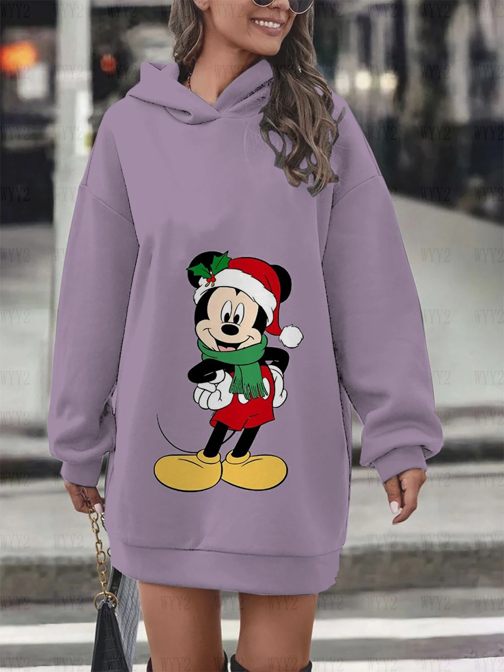 Disney Christmas Mickey Mouse Minnie Hoodie Dress Fashion Disney Sweatshirt Sweatshirt Dress Allover Printed Hoodie for Women