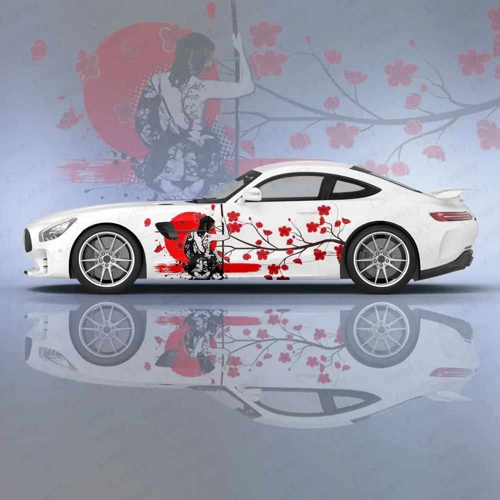 

Samurai and Sakura Car Body Stickers Itasha Vinyl Car Side Decal Automobile Body Sticker Car Decoration stickers Protective Film