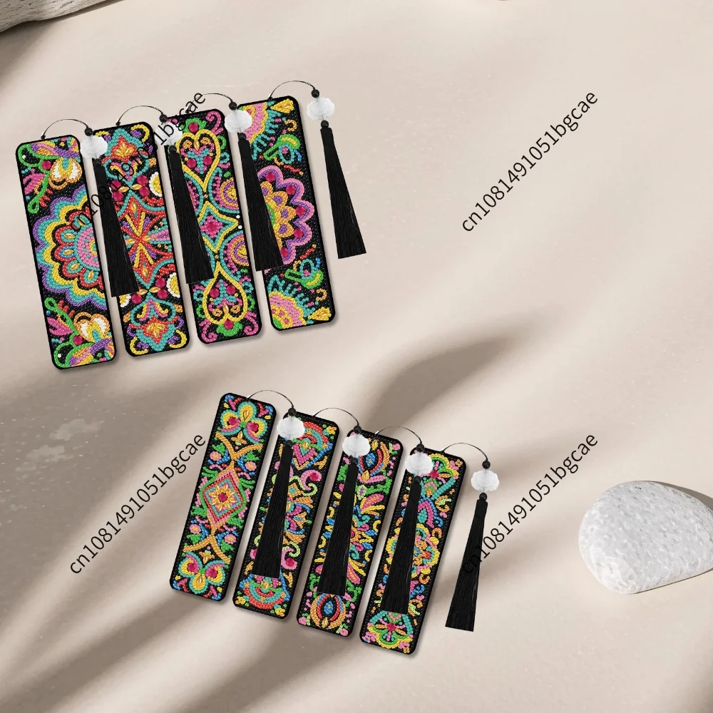 4/8/12Pcs DIY Diamond Painting Bookmark Special Shaped Diamond Painting Art Bookmarks with Pendant for Adults Book Lovers