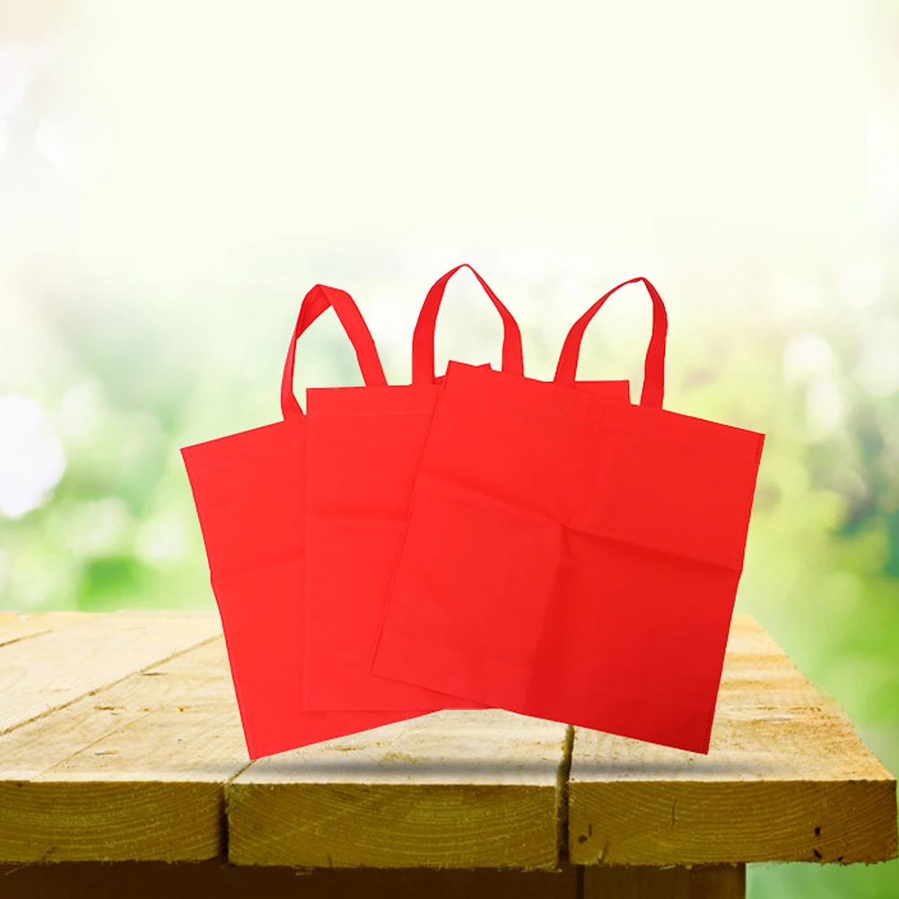 

12 Pcs Non-woven Shopping Bag Red Bags Grocery Boutique Portable Convenient Gift
