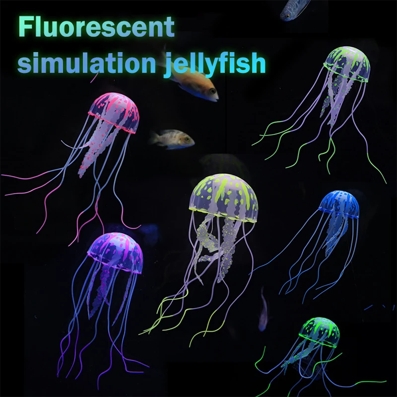 Creative Simulated Glowing Effect Jellyfish Aquarium Decoration Fish Tank Underwater Luminous Ornament Miniature Figurines Gifts