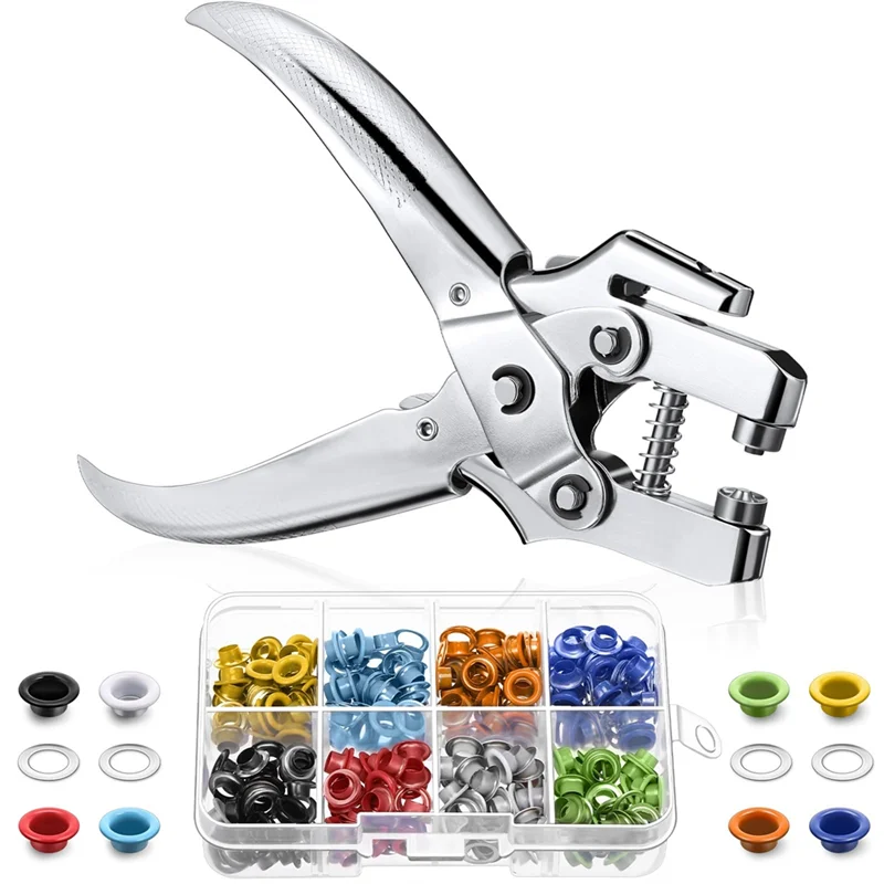 AB39-3/16 Inch Grommet Tool Kit Grommet Eyelet Plier Set Eyelet Hole Punch Pliers Grommet For Shoes Clothes Bags
