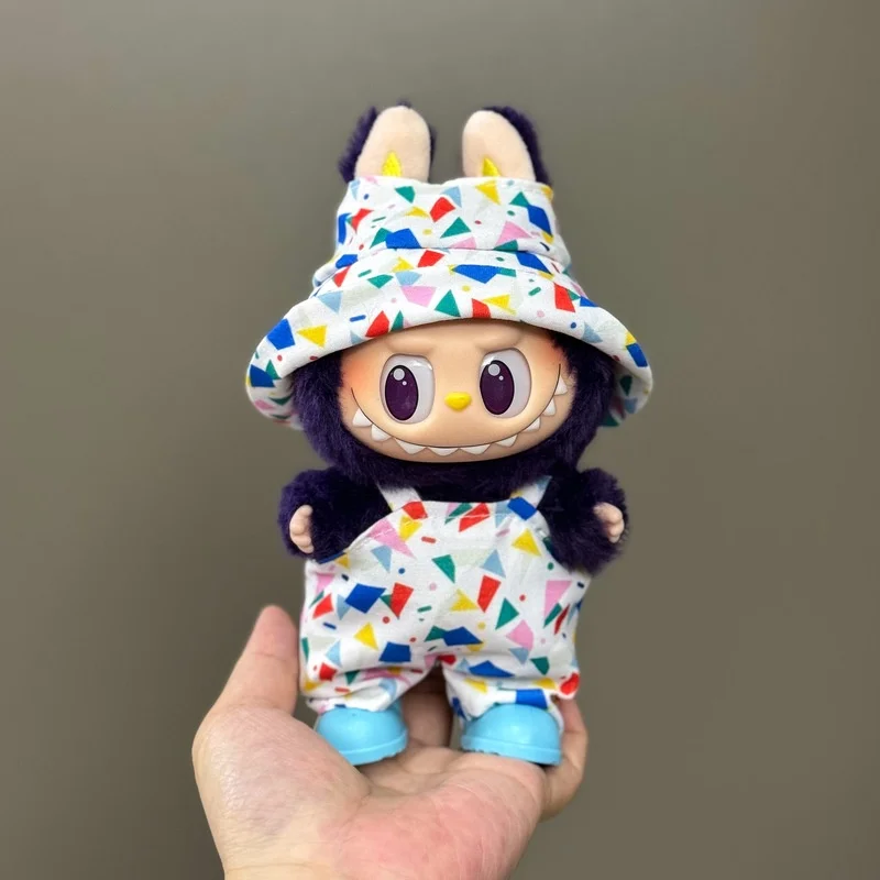 17 سنتيمتر ل Labubu موضة أفخم قلادة طبعة محدودة الملونة إكسسوارات دمي مهرجان الهدايا دمية موضة ملابس دمى