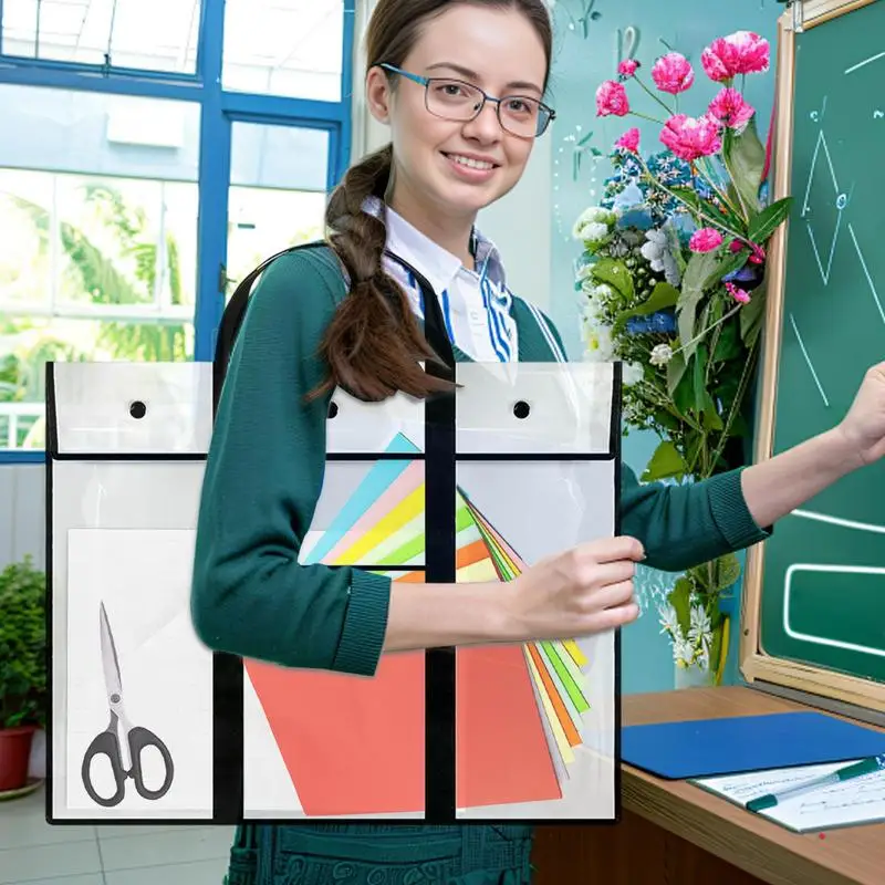 Borsa portaoggetti per opere d'arte Borsa per poster trasparente impermeabile per organizer artistico Porta bacheca in PVC Organizzatore di stoccaggio con maniglia e tasca