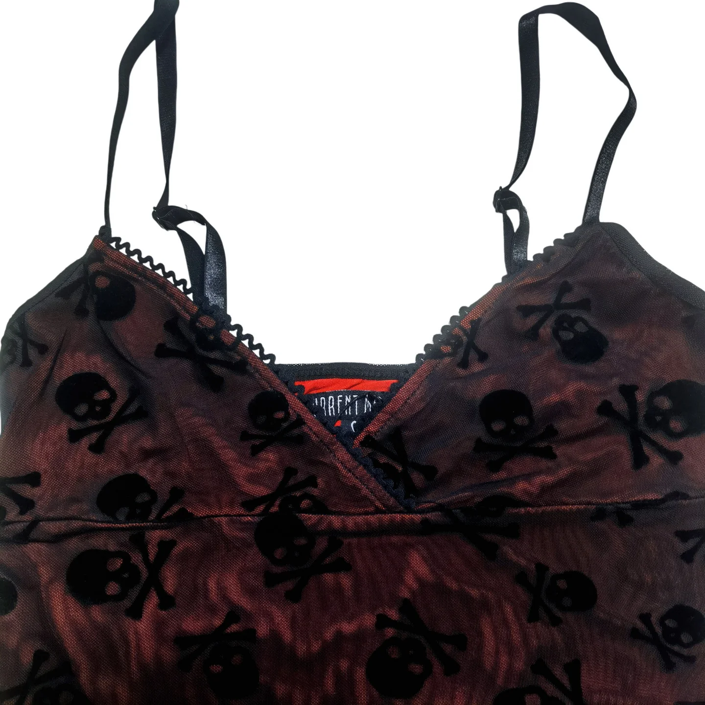 Sexy Gothic Dark Skull Mesh Tank Top Vest Collaborative Edition Short Length Strap Design Only 9 Pieces Available for Women