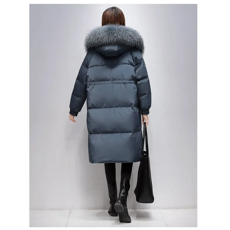 2023 Winter New Oversize Down Jacket Women Leisure Thickened White Duck Overcoat Hooded Down Coat Fur Collar Parkas