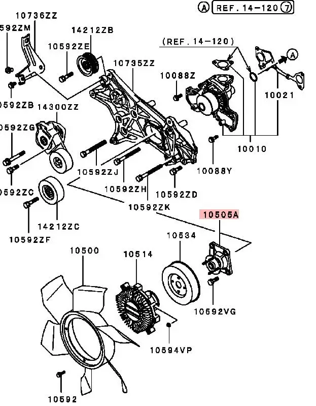 PAJERO V60V70V80V90W PAJEROSPORT K96W KR5W KH6W KH9W BRACKET ASSY,COOLING FAN MD364879