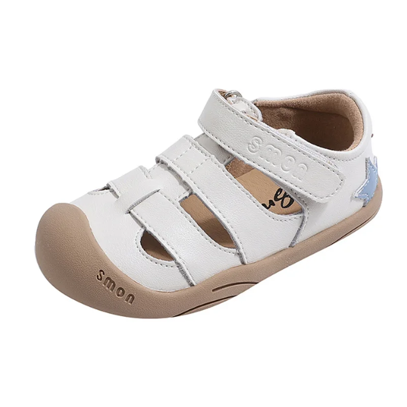 New Summer Children Sandals Breathable Leather Cut-outs Boys Shoes Soft Sole Fashion Toddler Girls Sandals 22-30