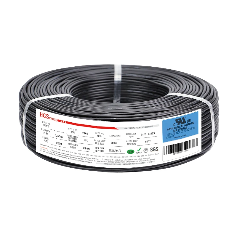 EU-Stromkabel ul2464 18awg 3c Kupfer kern 0,75mm PVC-isolierte Drähte