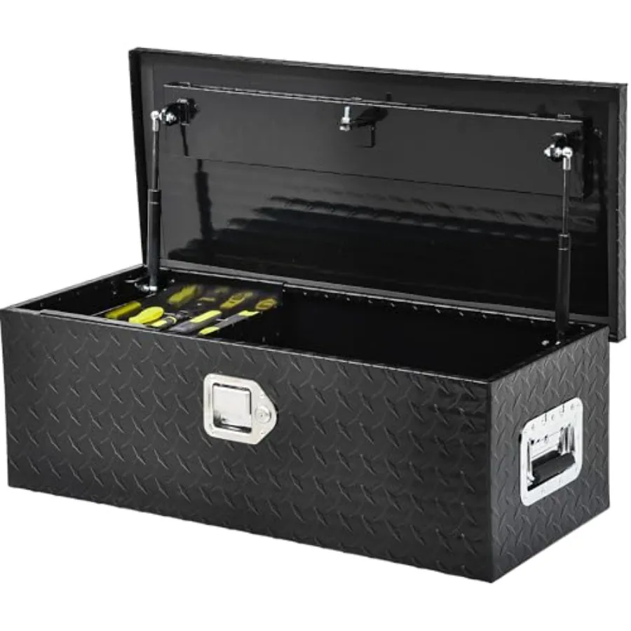 

30 Inch Truck Bed Tool Box Heavy Duty Aluminum Diamond Plate Tool Box Chest Waterproof Chest Storage Box with Slidi