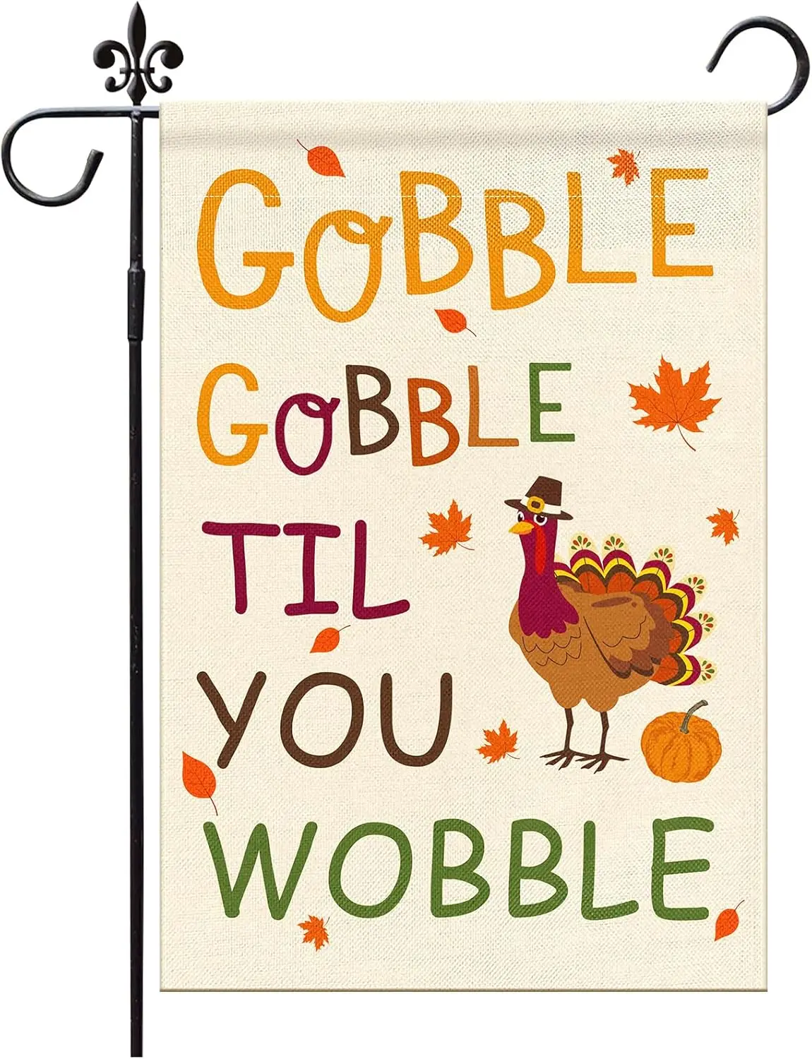 Gobble Turkey Garden Flag 12x18 Inch Double Sided Autumn Gobble Gobble Turkey Fall Thanksgiving Rustic Yard Outdoor Decorative F