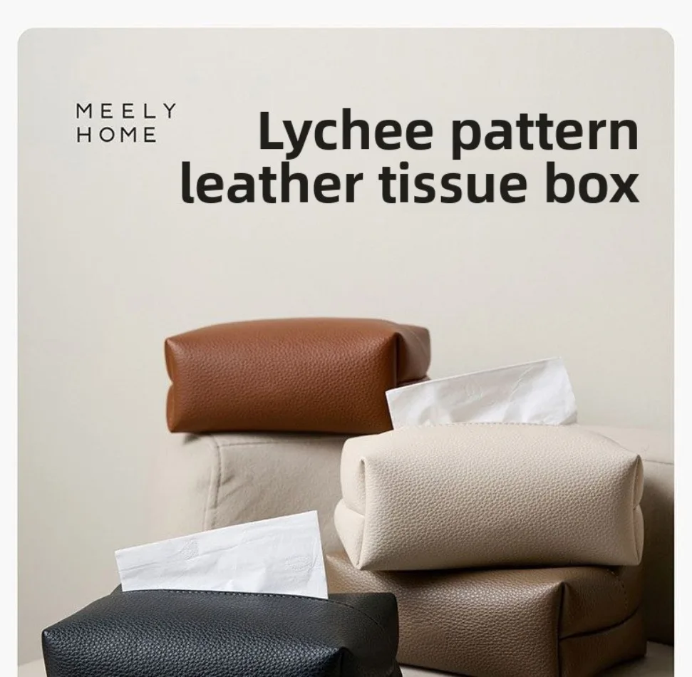 Kosmetiktuchbox-Abdeckung aus Raffiniertem PU-Leder, Faltbarer Kosmetiktuchbox-Halter - Dekorativer Halter/Organizer für Badezimmer-Waschtisch – Detail 4