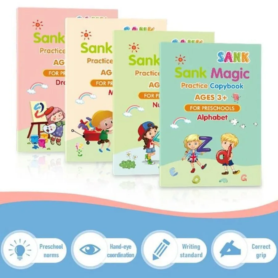 Sank Magic Practice Copybook kein löschen Kinderplakat auf englischem Rillenplakat