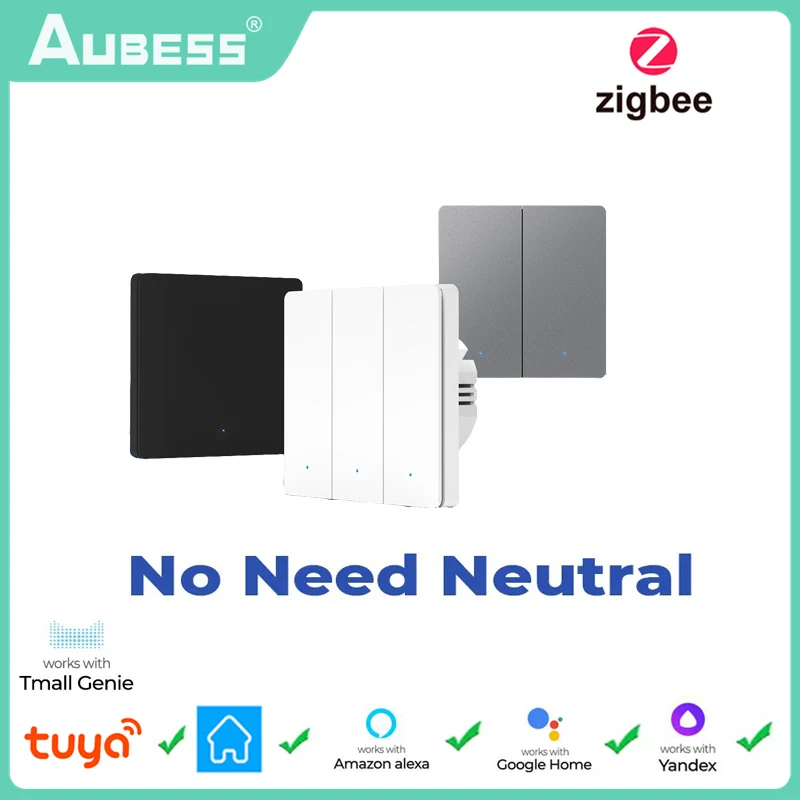 

Умный телефон Tuya Zigbee, выключатель с нулевой линией, не требует конденсатора, с поддержкой Alexa и Google Home