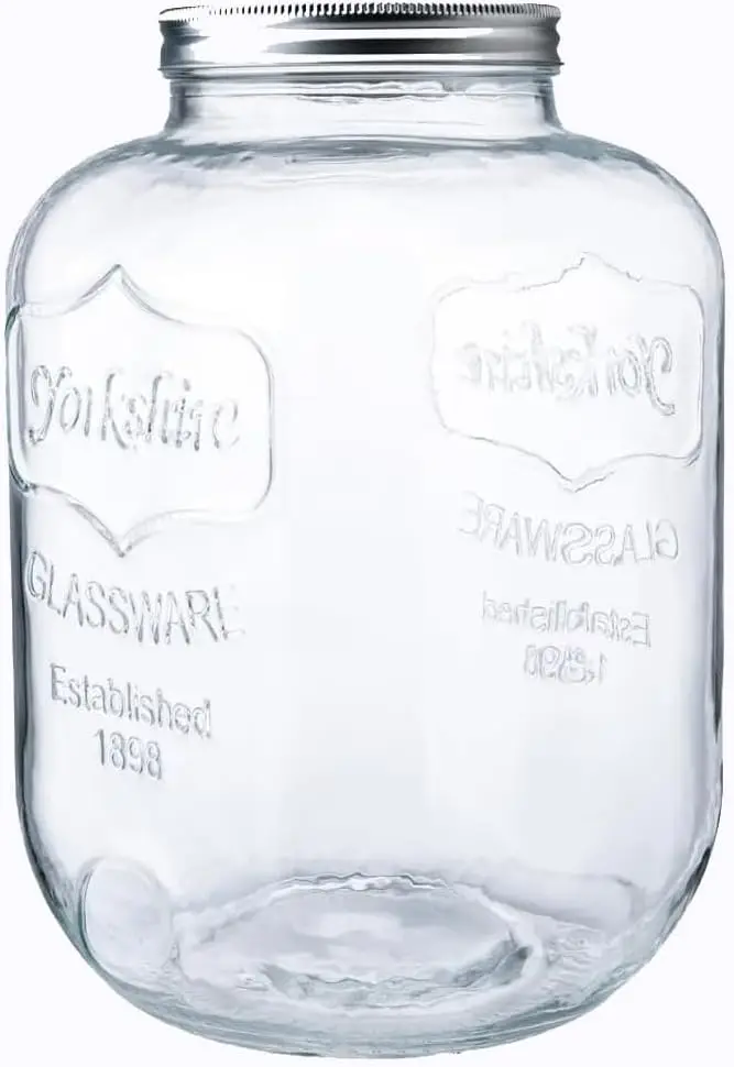 

Стеклянная банка X-Large объемом 2 галлона с широким горлом, банка для консервирования, кухонная банка для хранения, банка для печенья и конфет с крышкой из нержавеющей стали на резьбовой защелке