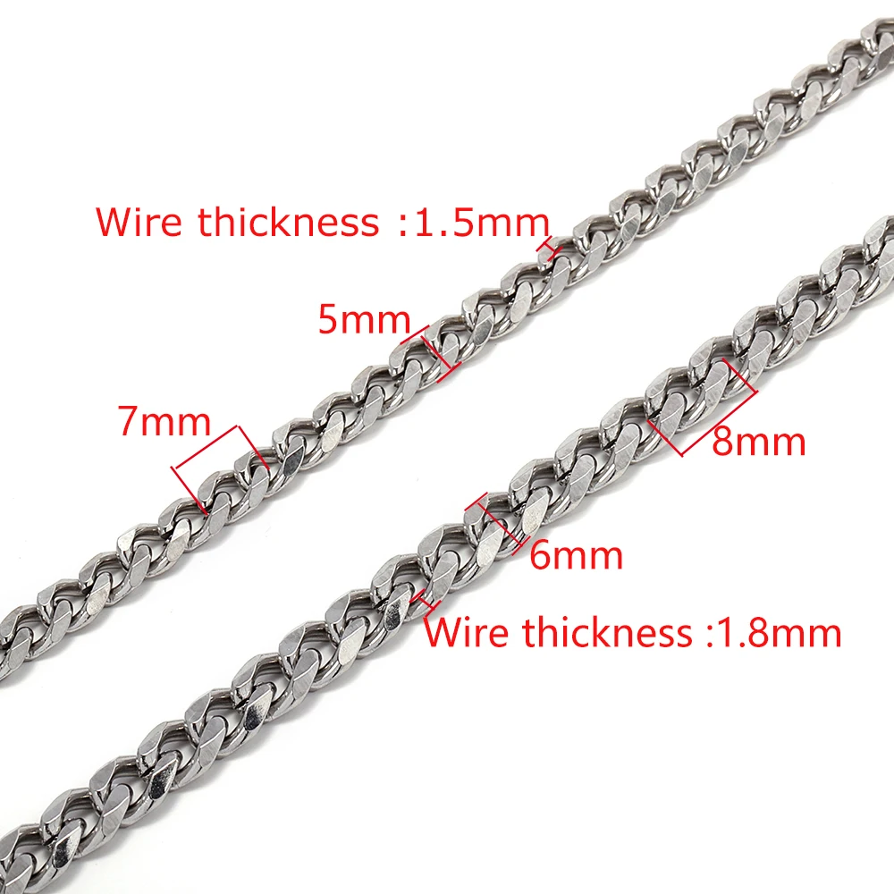 1meter Stainless Steel Curb Chain 5/6mm Link Bulk Jewelry Chains DIY Necklace Bracelet Accessories For Jewelry Making Findings