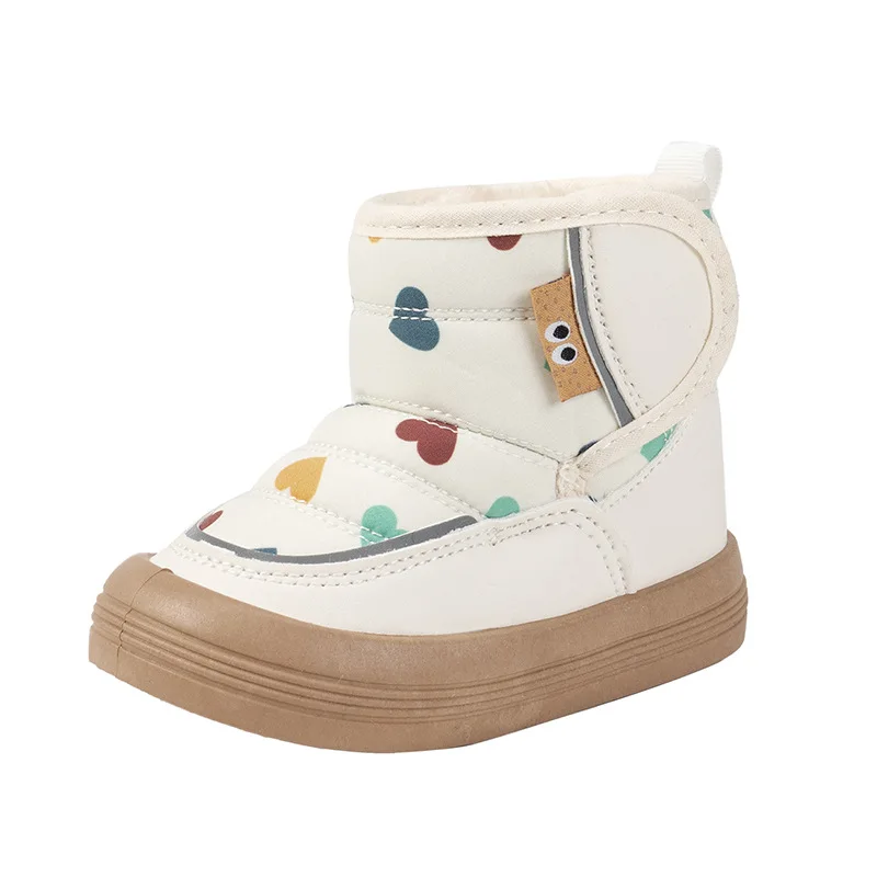 

2025 Winter New Kids Snow Boots Fleece Lined Thickened Warm Cotton Shoes Printed Short Boots for Boys & Girls