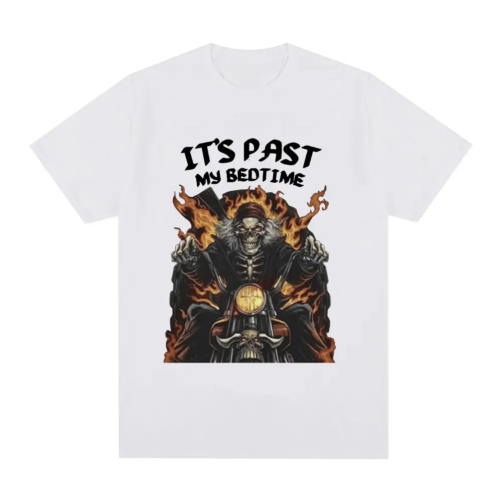 manga vintage anime clothes Funny It Past My Bedtime Skeleton Meme T-shirt Men Cotton T Shirt Fashion Casual Oversized T-shirts