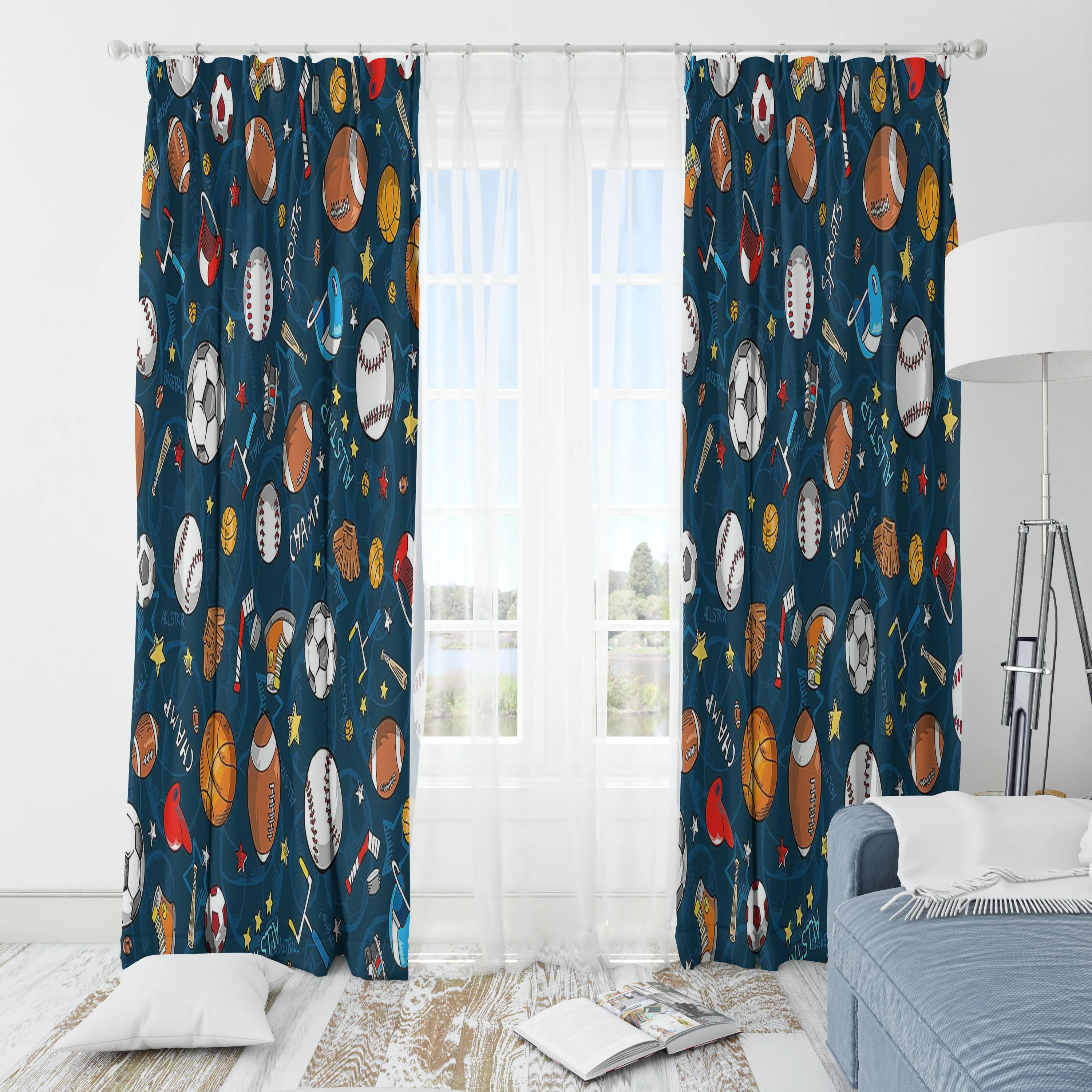 Sports Preschool Kids Tutoral Blackout Children Curtain 1 Panel