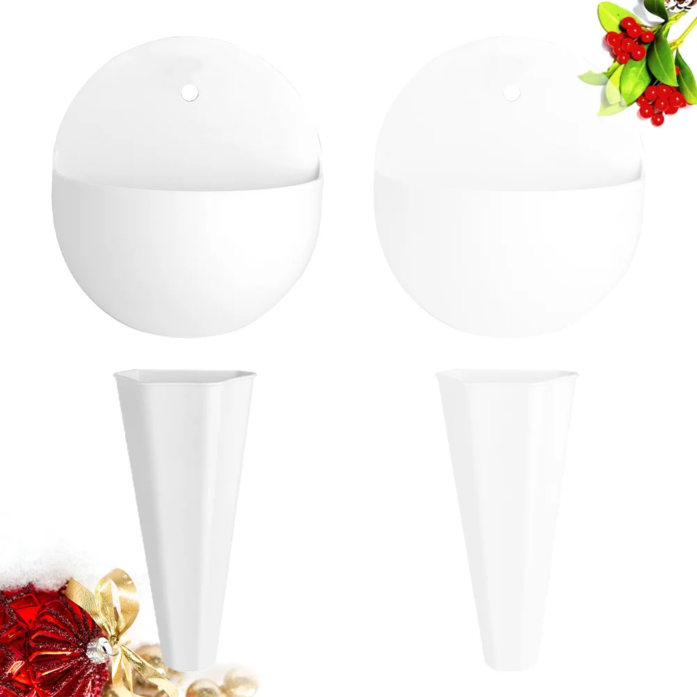 4 قطعة مجموعة مزهرية مثبتة على الحائط نصف دائرية طويلة نمط البلاستيك الزهور تخزين دلو للنباتات معلقة حديقة ديكور زهرية #2