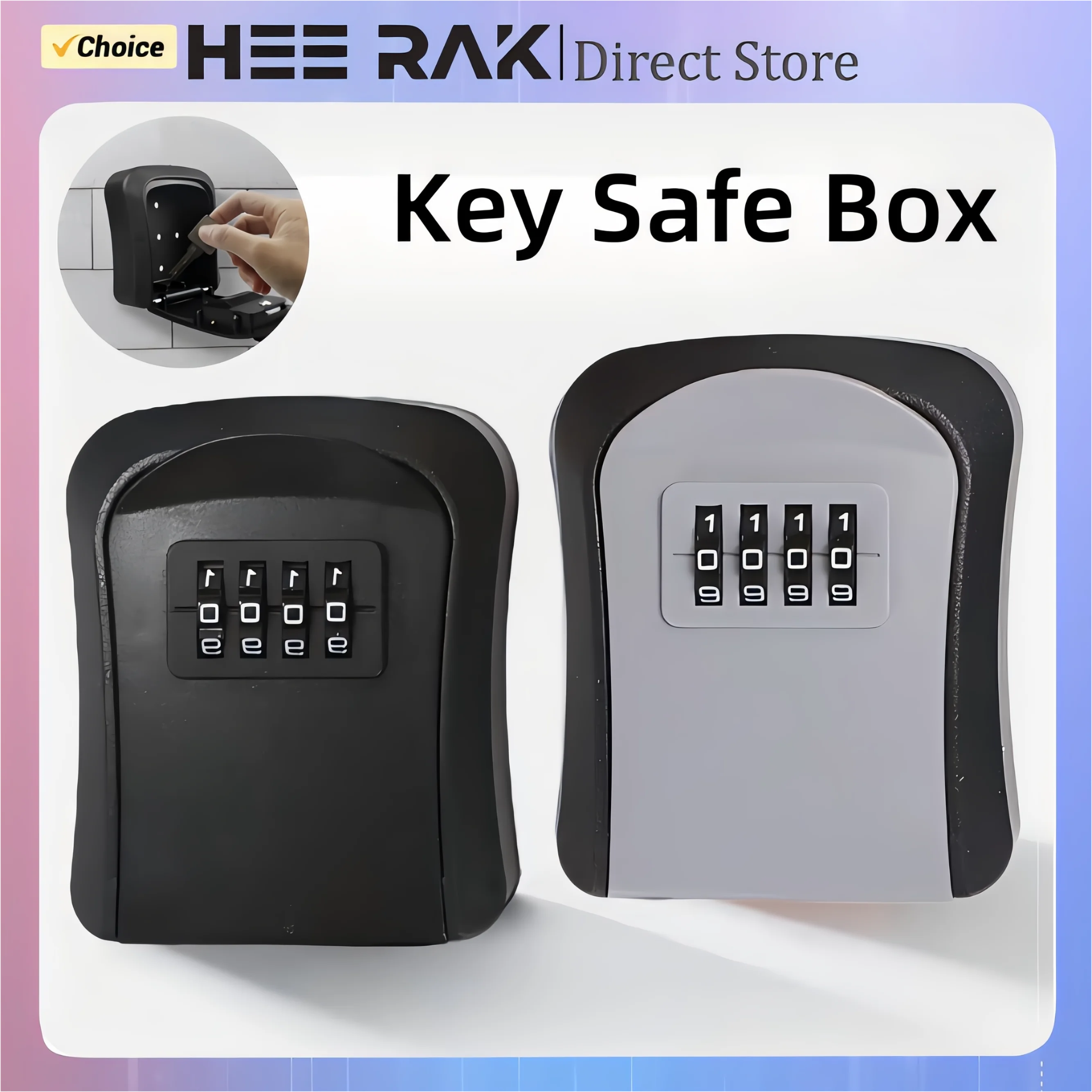 HEE RAK Key Boxes Wall Mounted Outdoor Waterproof 4 Digits Code Passwords Anti-theft Key Storage Box Home Office Safe Key Lock