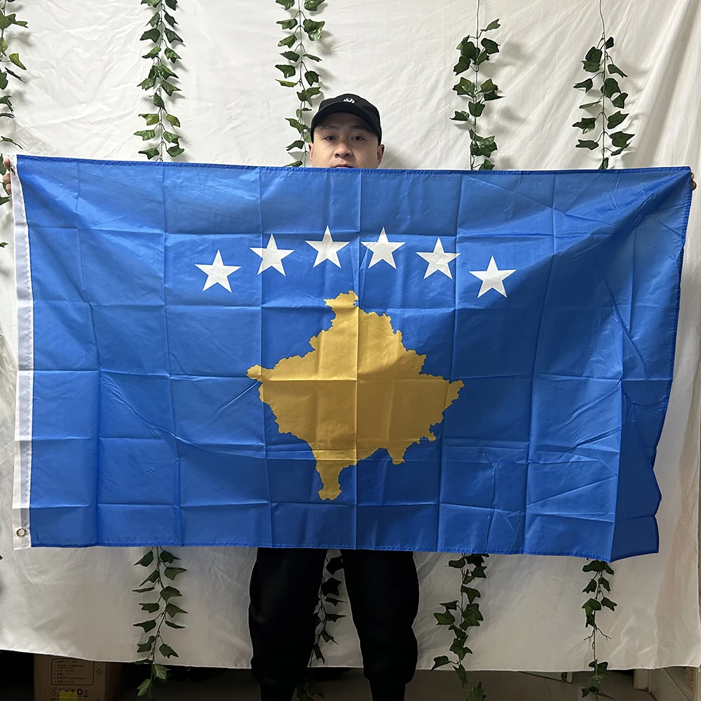 （TIKI FLAG）Kosovo Flag 3x5fts  90x150cm polyester Kosovo National Flag hanging banner for decoration
