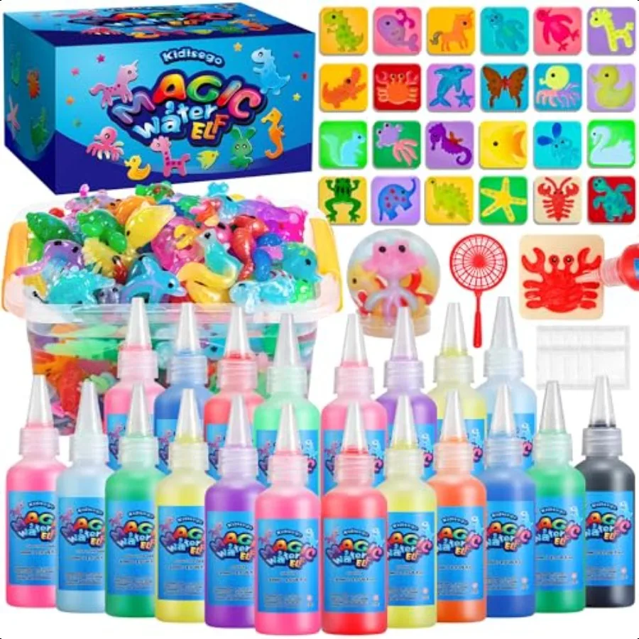 

Aqua Fairy Water Gel Kit for Magic Water Elf Toy Kit with 20 Colors Magic Gel Aqua Fairy kit with 24 Shape Molds Crate Your Own