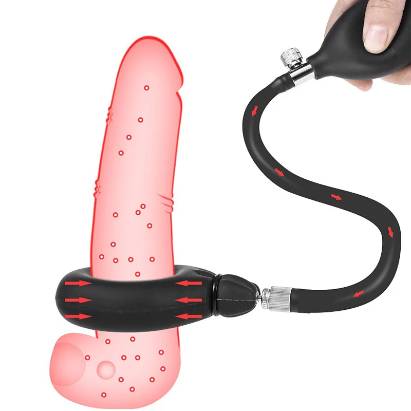 Silicone Inflatable Penis Ring Enlargement Delayed Ejaculation Scrotum Lock Ring Durable Cock Lock Ring Sex Toys For Men