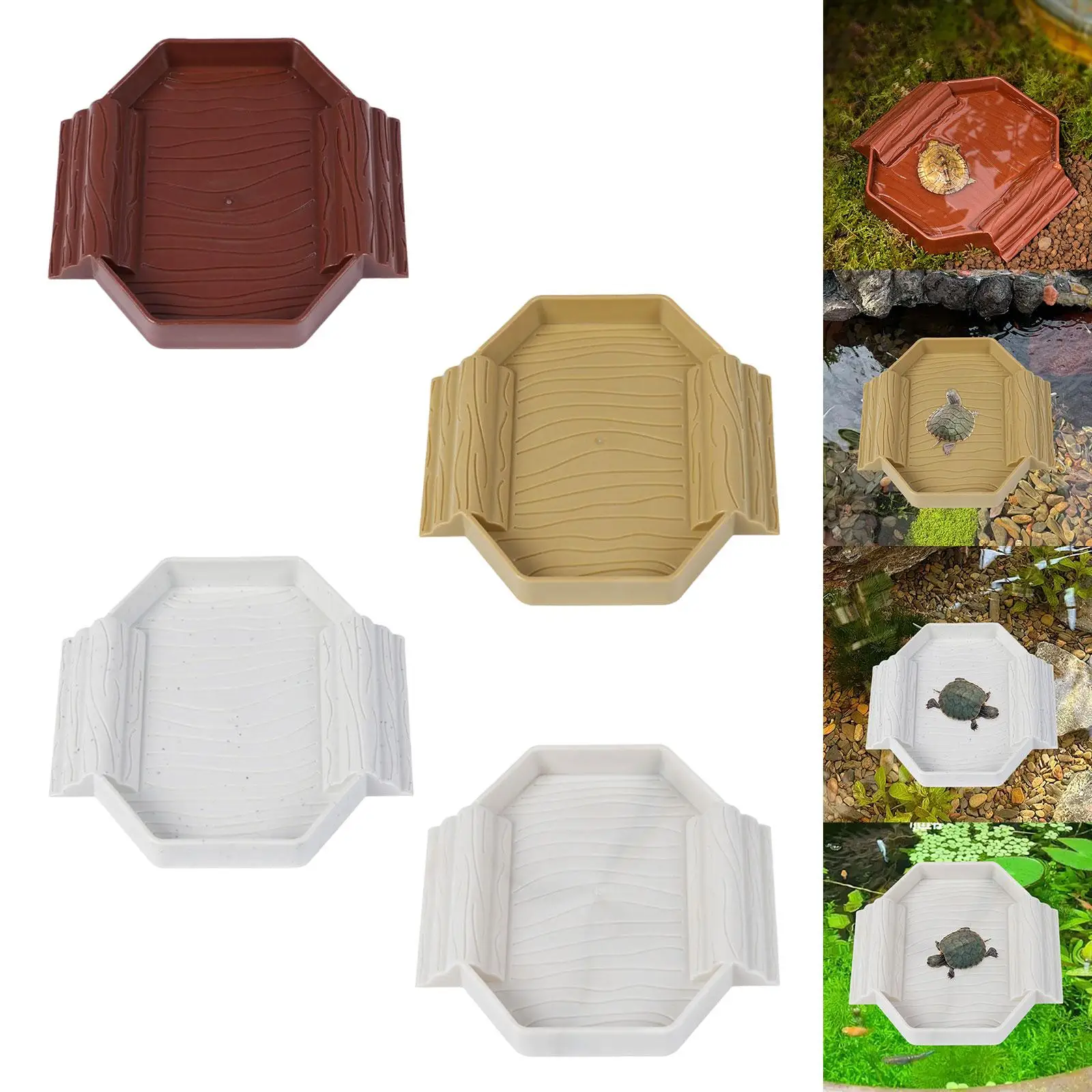 

Reptile Bathing Pool Landscape with Double Ladder Tortoise Water Bowl Food Dish for Snake Turtle Bearded Dragon Gecko