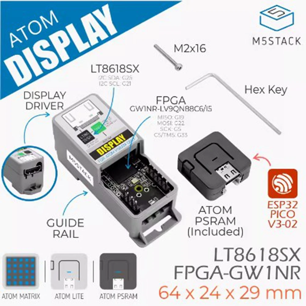 M5Stack ATOM Display Display screen drive scheme HDMI signal output FPGA open source