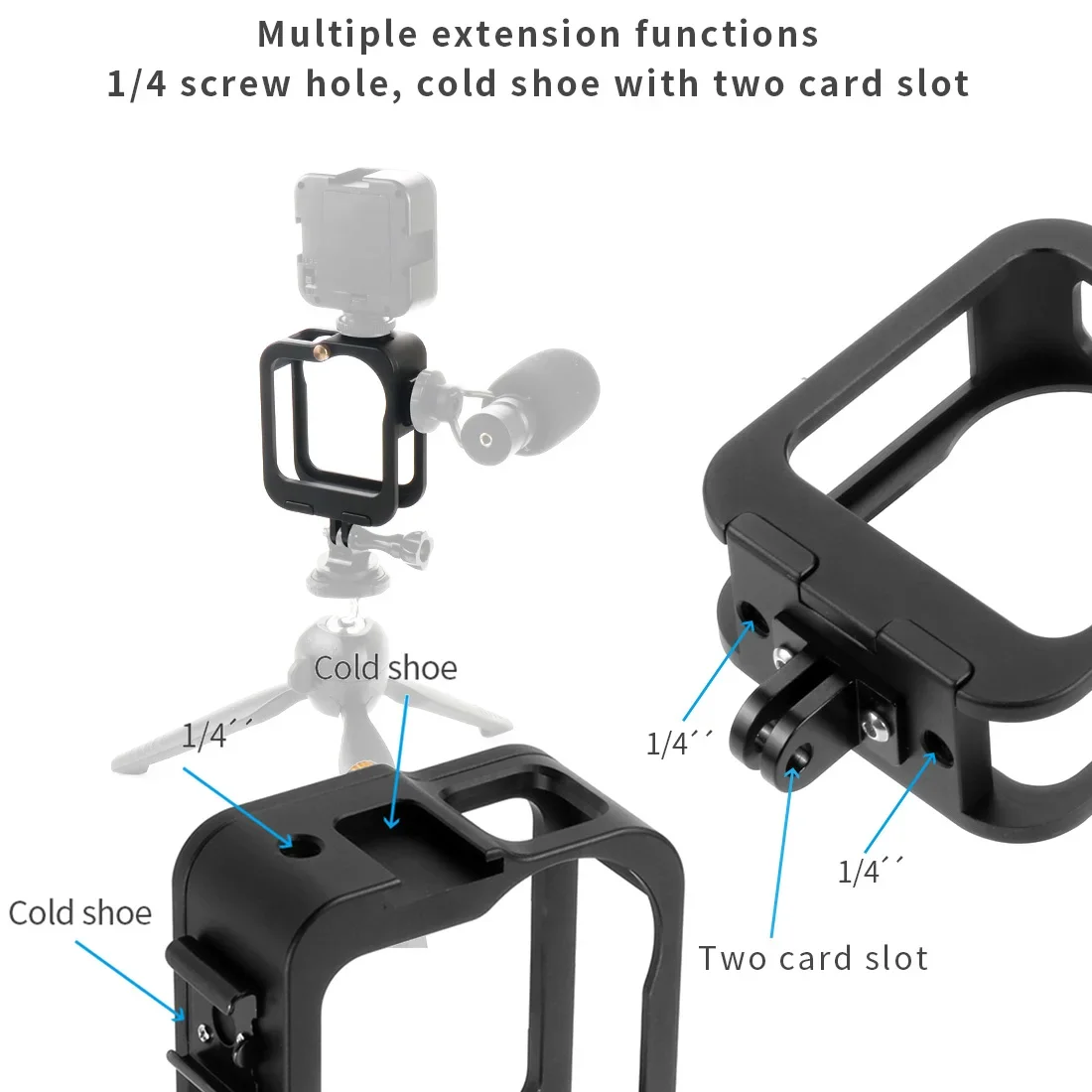 Custodia protettiva telaio gabbia 1/4 supporto per GoPro Max 360 fotocamera panoramica aggiornamento microfono esterno guscio in alluminio CNC